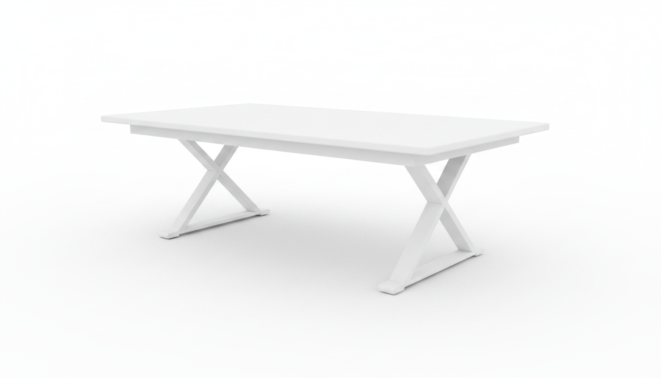 Mesa Pata Cruzada Vintage Blanca Para 12 Personas