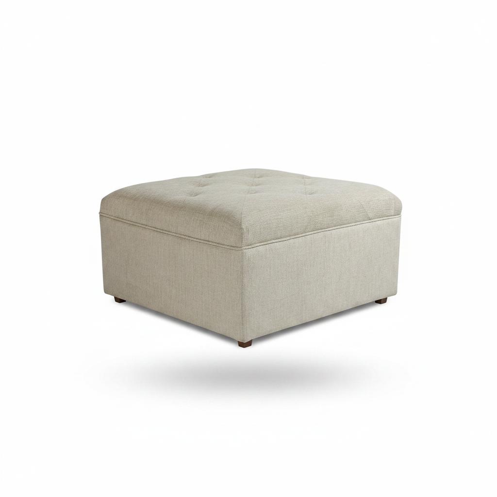 Taburete de Tela Beige Grande