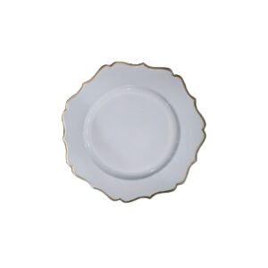 PLATO BASE FLOR BLANCO FILO DORADO