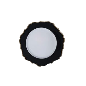 PLATO BASE FLOR NEGRO FILO DORADO